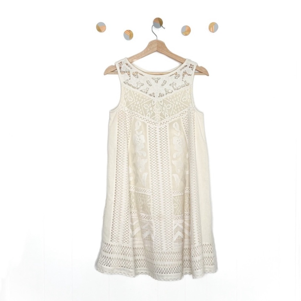 Anthropologie Vanessa Virginia Cottonwood Swing Dress Lace Ivory